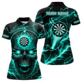 Turquoise Darts Skull Men, Quarter-Zip Custom Lightning Thunder Team League Dart