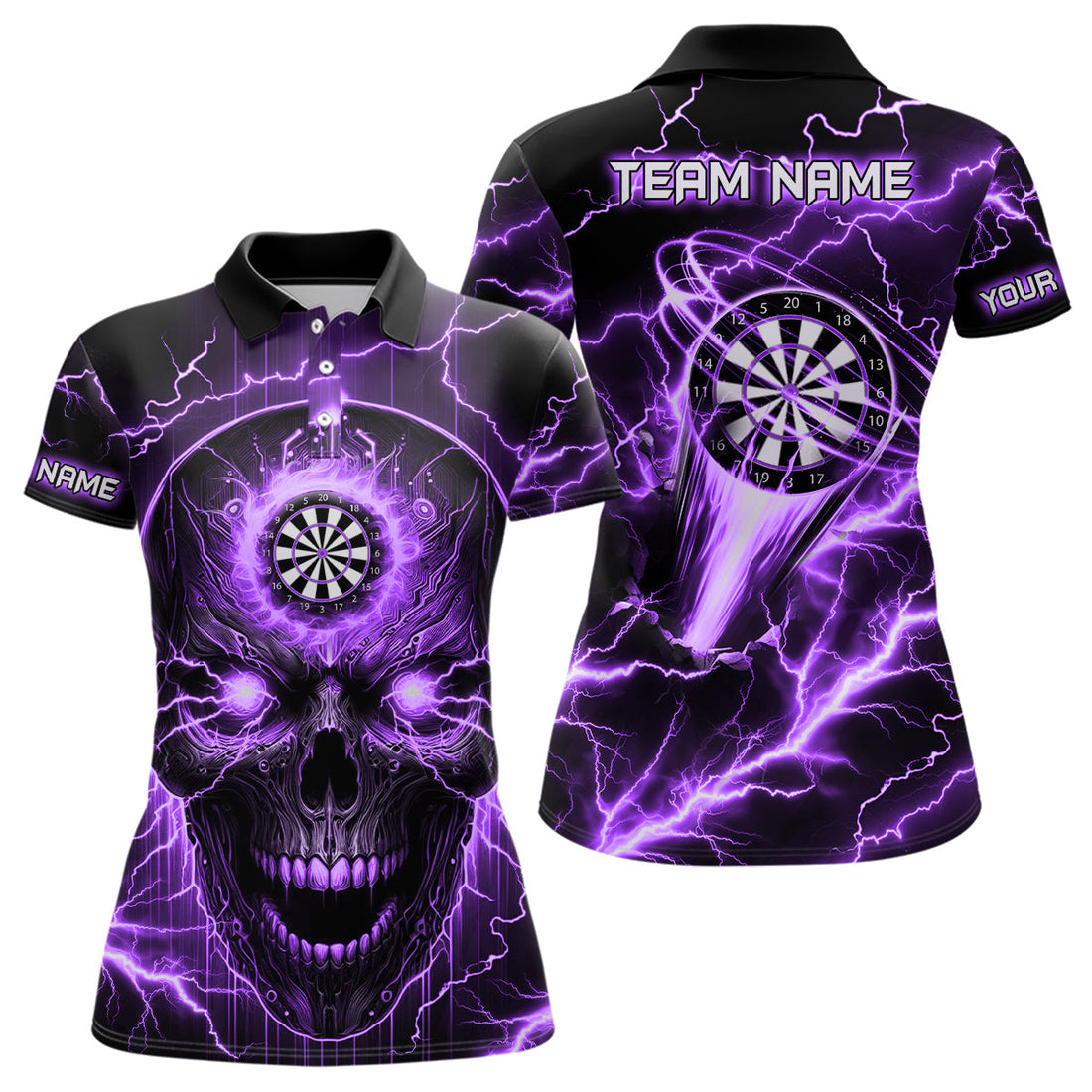 Purple Darts Skull Men, Quarter-Zip Custom Lightning Thunder Team League Dart