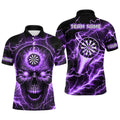 Purple Darts Skull Men, Quarter-Zip Custom Lightning Thunder Team League Dart