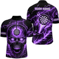 Purple Darts Skull Men, Quarter-Zip Custom Lightning Thunder Team League Dart