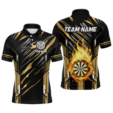 3D Darts Board Fire Flame Custom Dart, Best Dart League Team Uniform | Gold