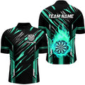 3D Darts Board Fire Flame Custom Dart, Best Dart League Team Uniform | Cyan