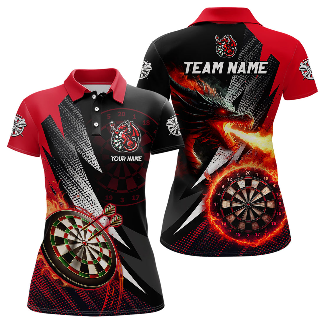 Personalized Striking Black And Red Flaming Dragon Dart Custom Dart Team