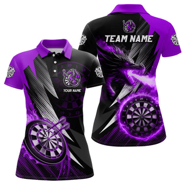 Personalized Striking Black And Purple Flaming Dragon Dart Custom Dart Team