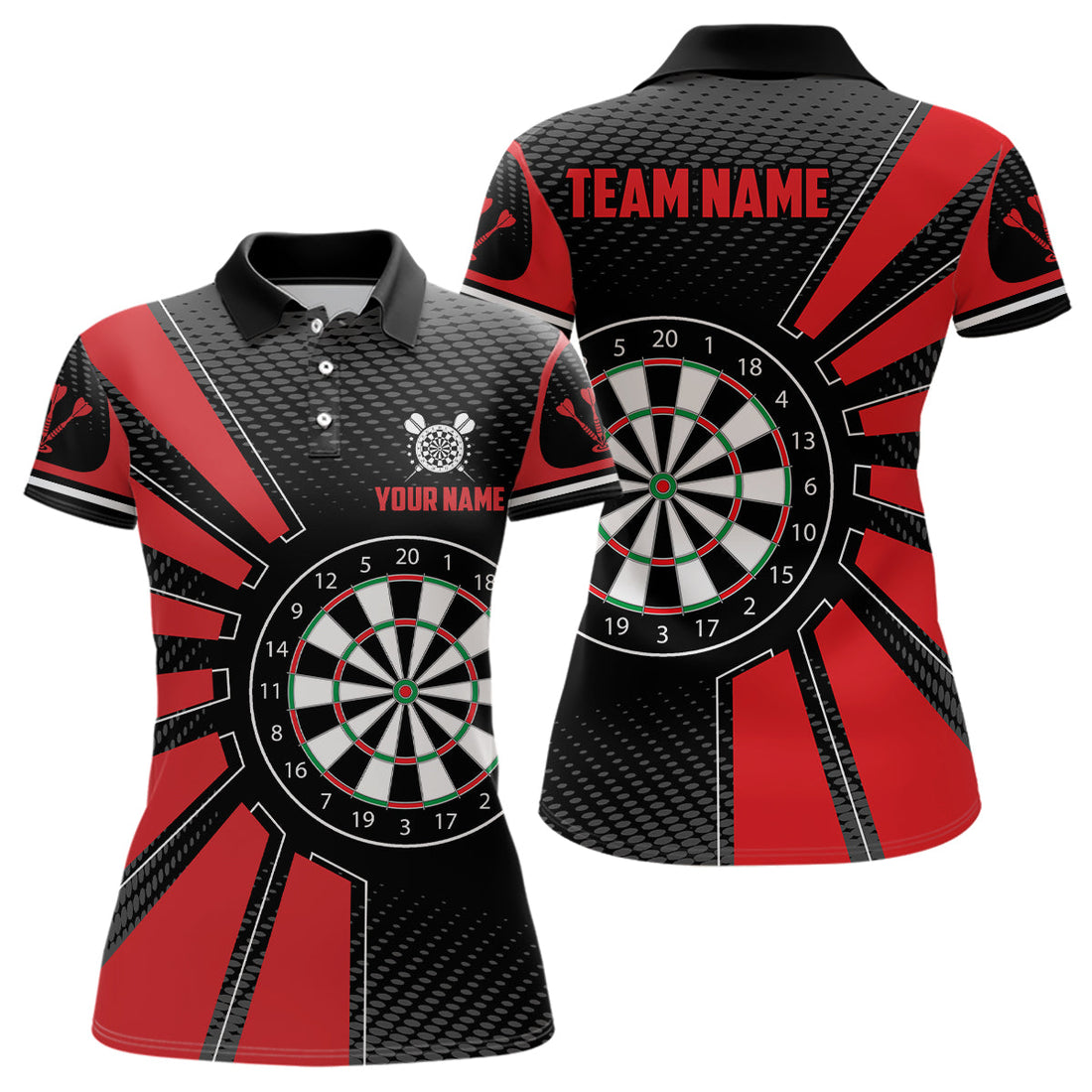 Personalized Black Red Dartboard Men Darts Quarter-Zip Custom Darts Team