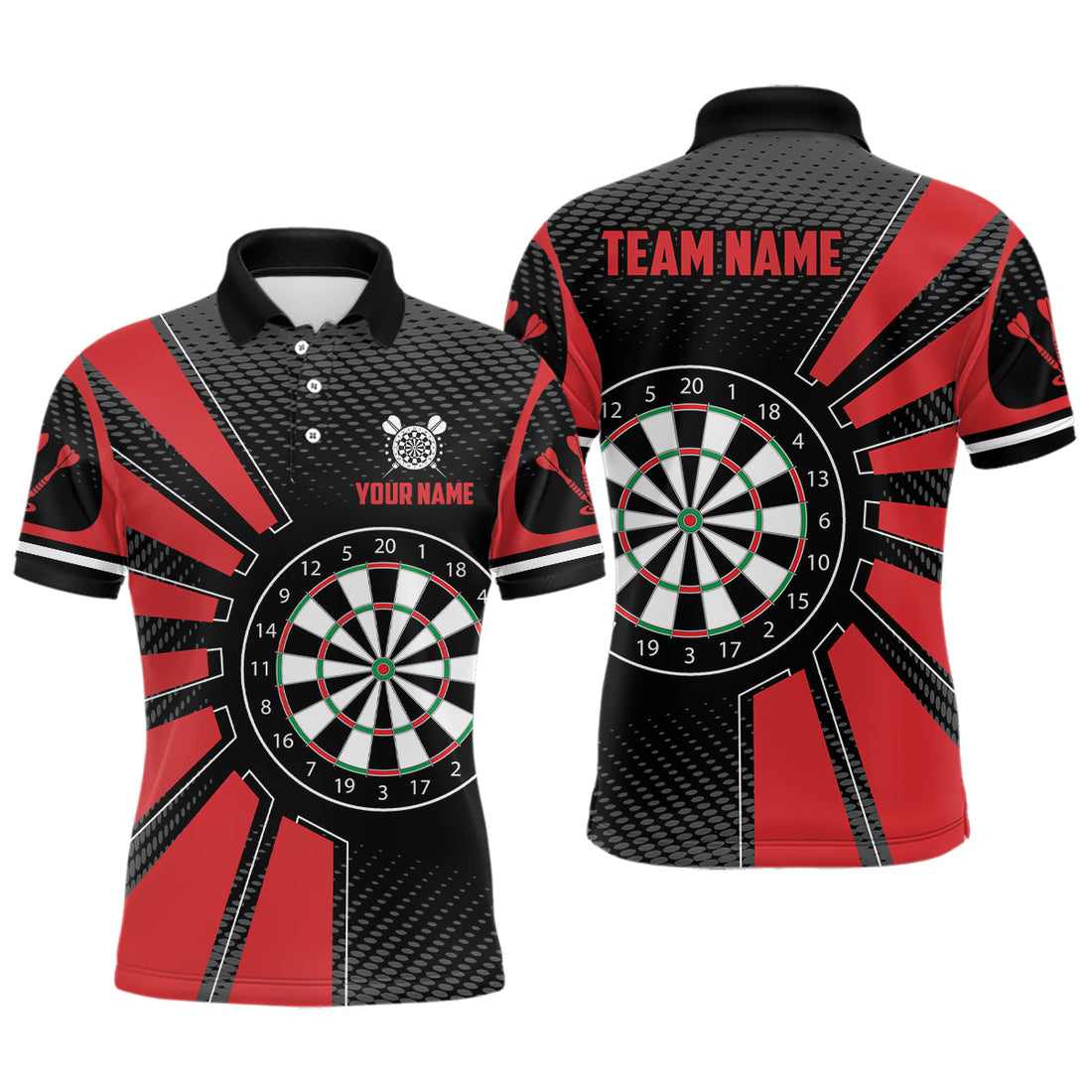 Personalized Black Red Dartboard Men Darts Quarter-Zip Custom Darts Team