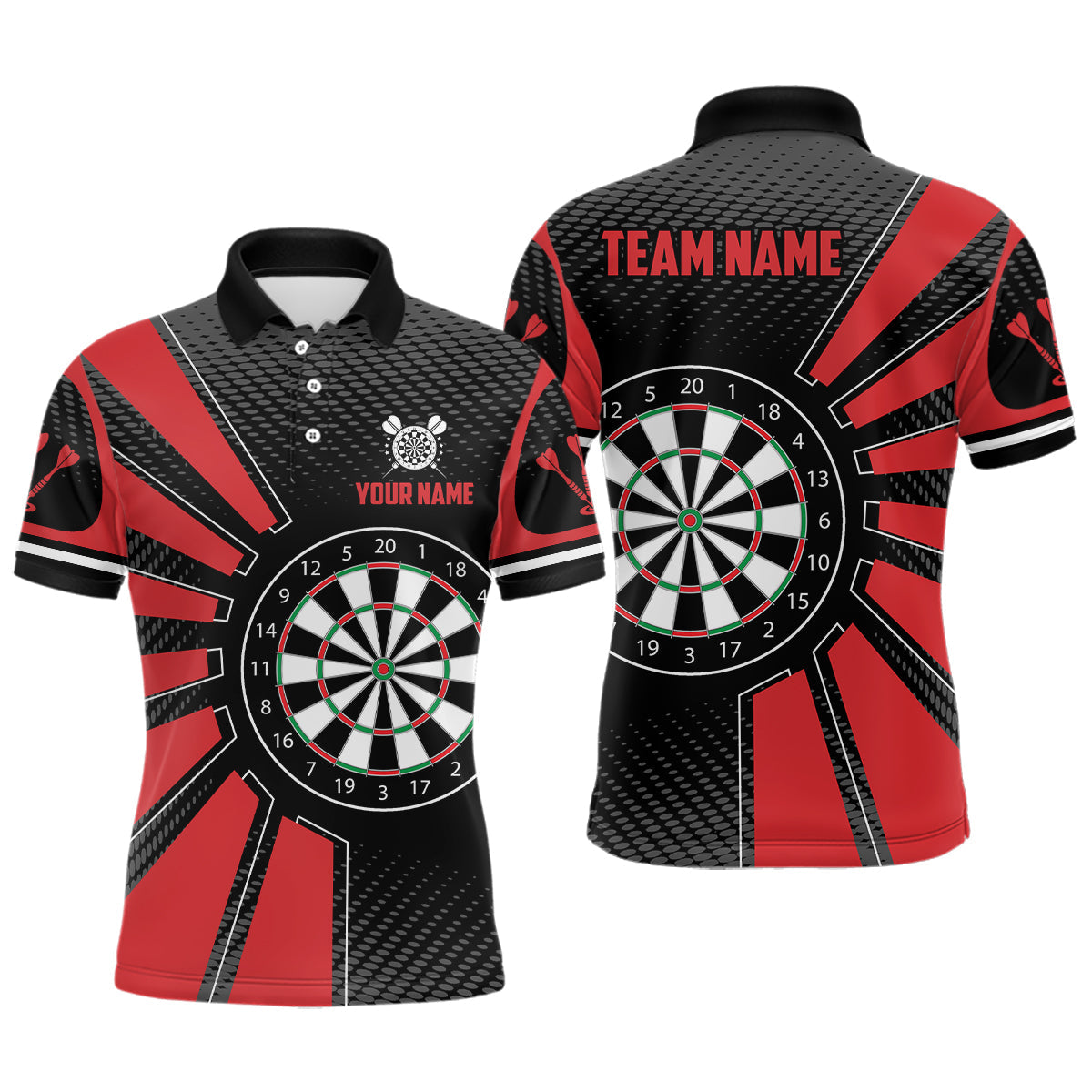 Personalized Black Red Dartboard Men Darts Quarter-Zip Custom Darts Team