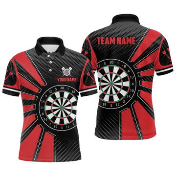 Personalized Black Red Dartboard Men Darts Quarter-Zip Custom Darts Team
