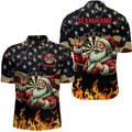 Funny Christmas Santa Playing Darts Custom USA Flag Fire Men Dart, Patriotic Dart