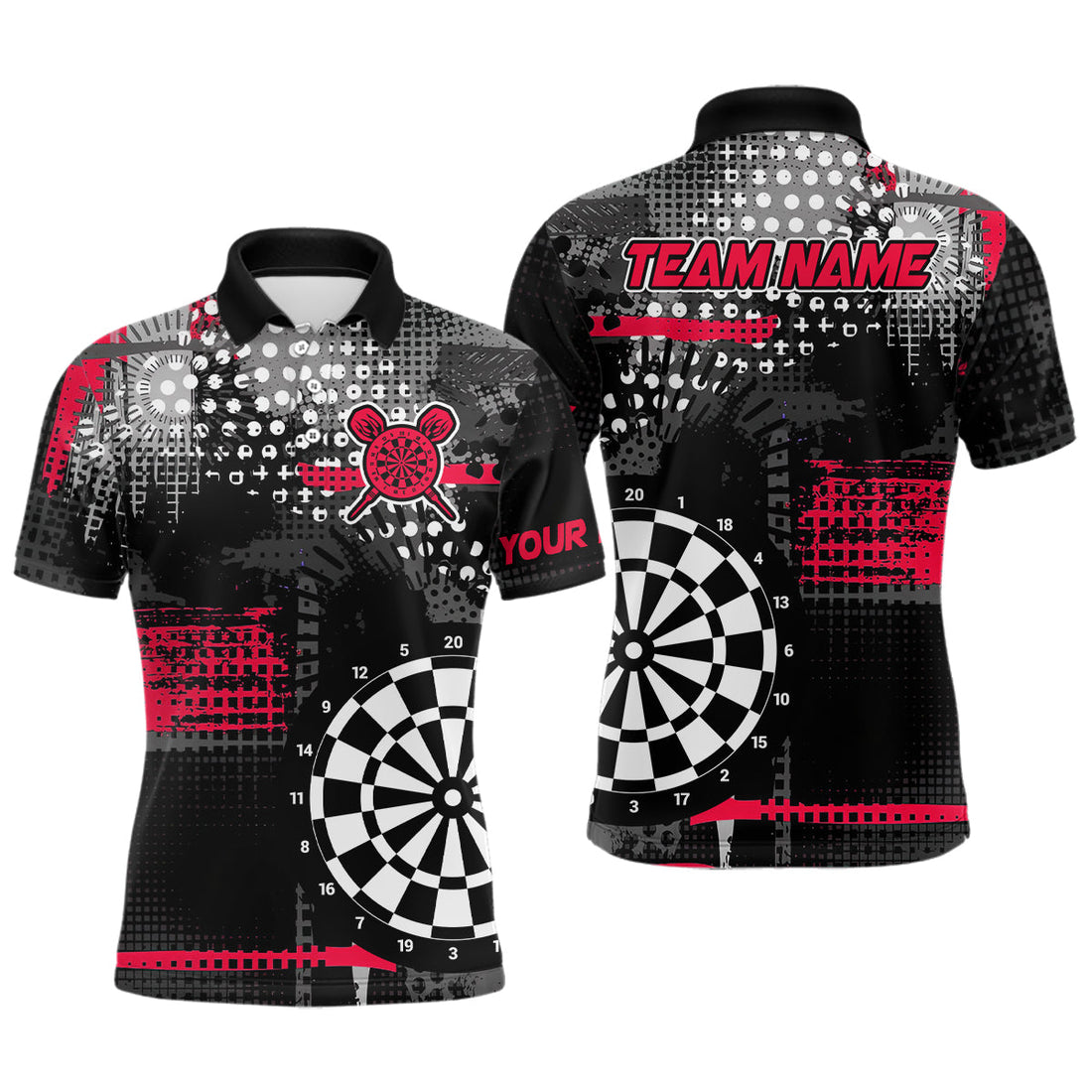 Personalized Grunge Dotted Pattern Dart and Custom Men Dart Dart | Red