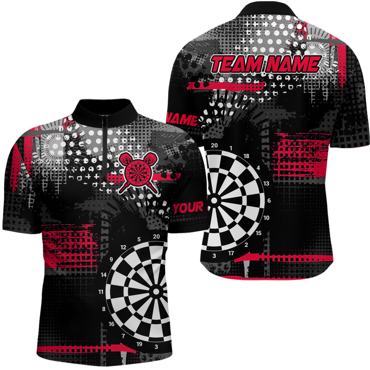 Personalized Grunge Dotted Pattern Dart and Custom Men Dart Dart | Red
