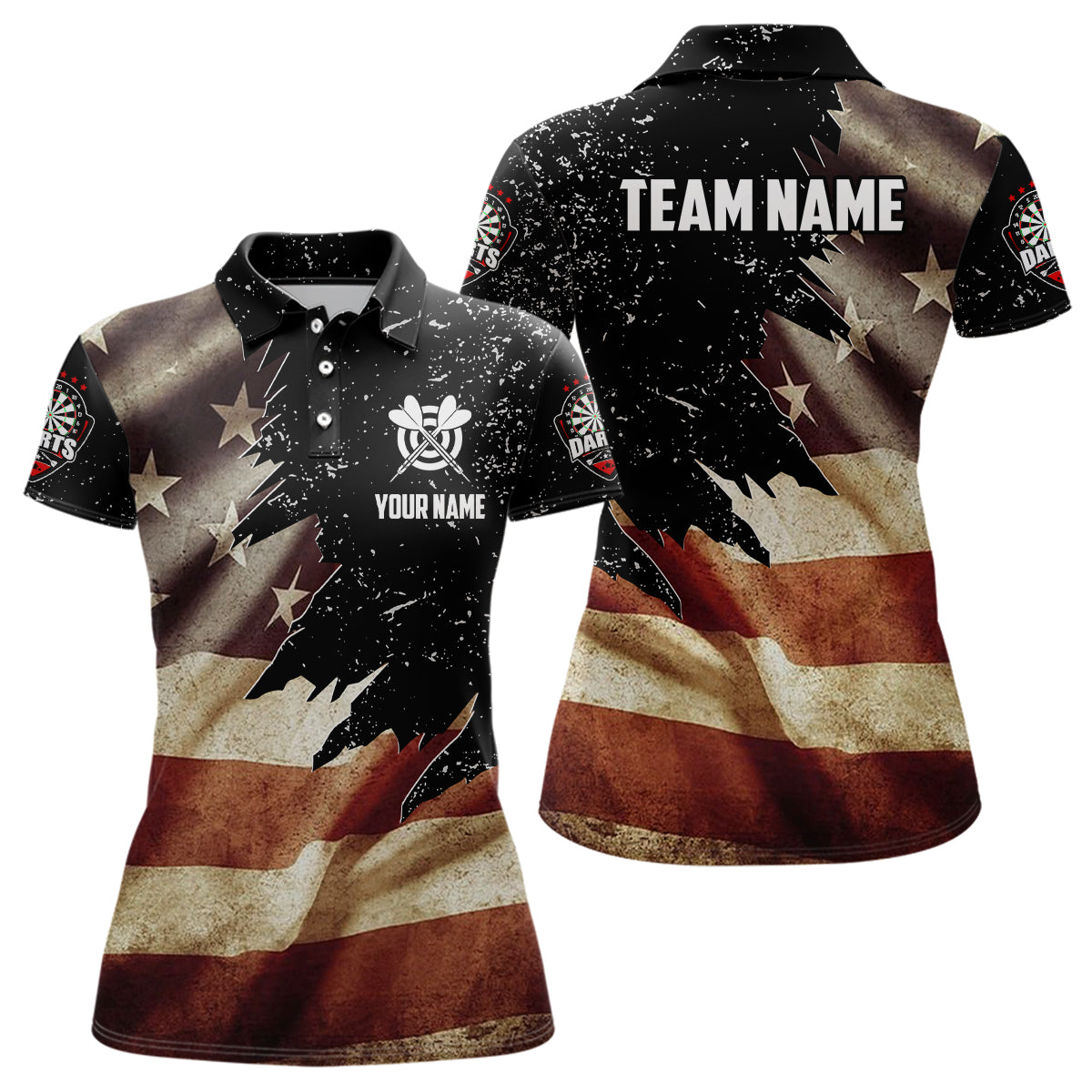Retro American Flag Dart Quarter-Zip Custom Patriotic Dart Uniform