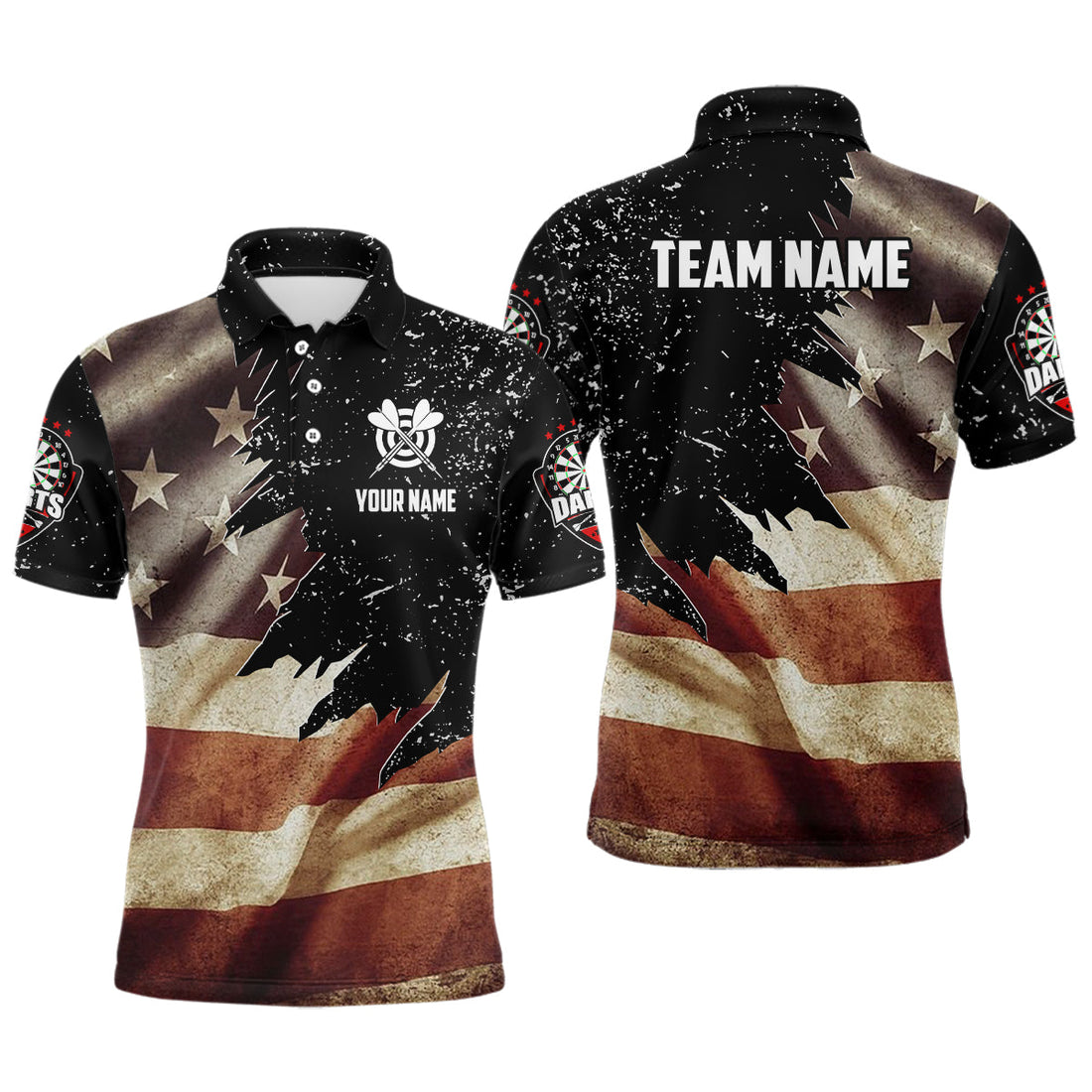 Retro American Flag Dart Quarter-Zip Custom Patriotic Dart Uniform