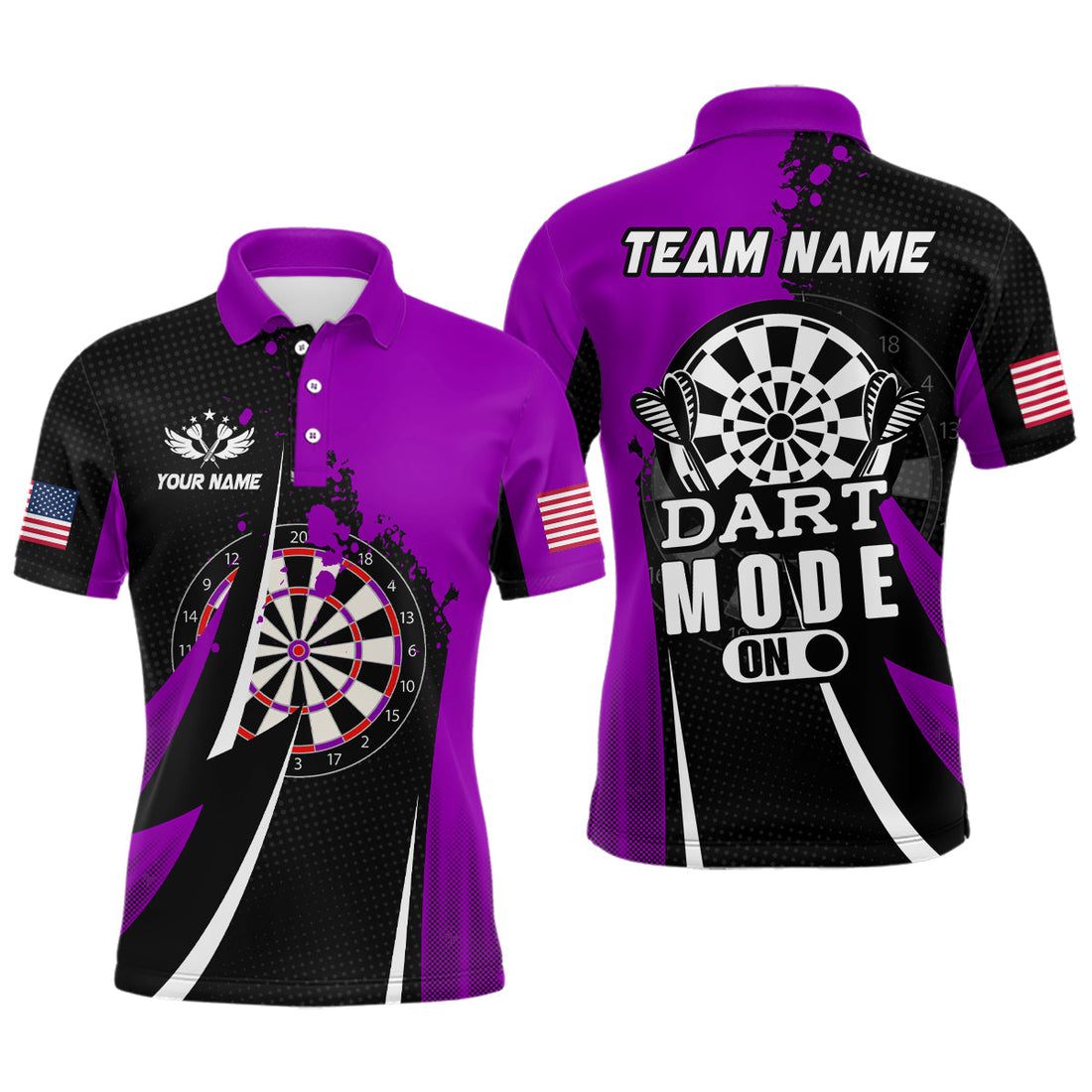 Personalized Purple Dart Mode On Men Quarter-Zip Custom Darts Team