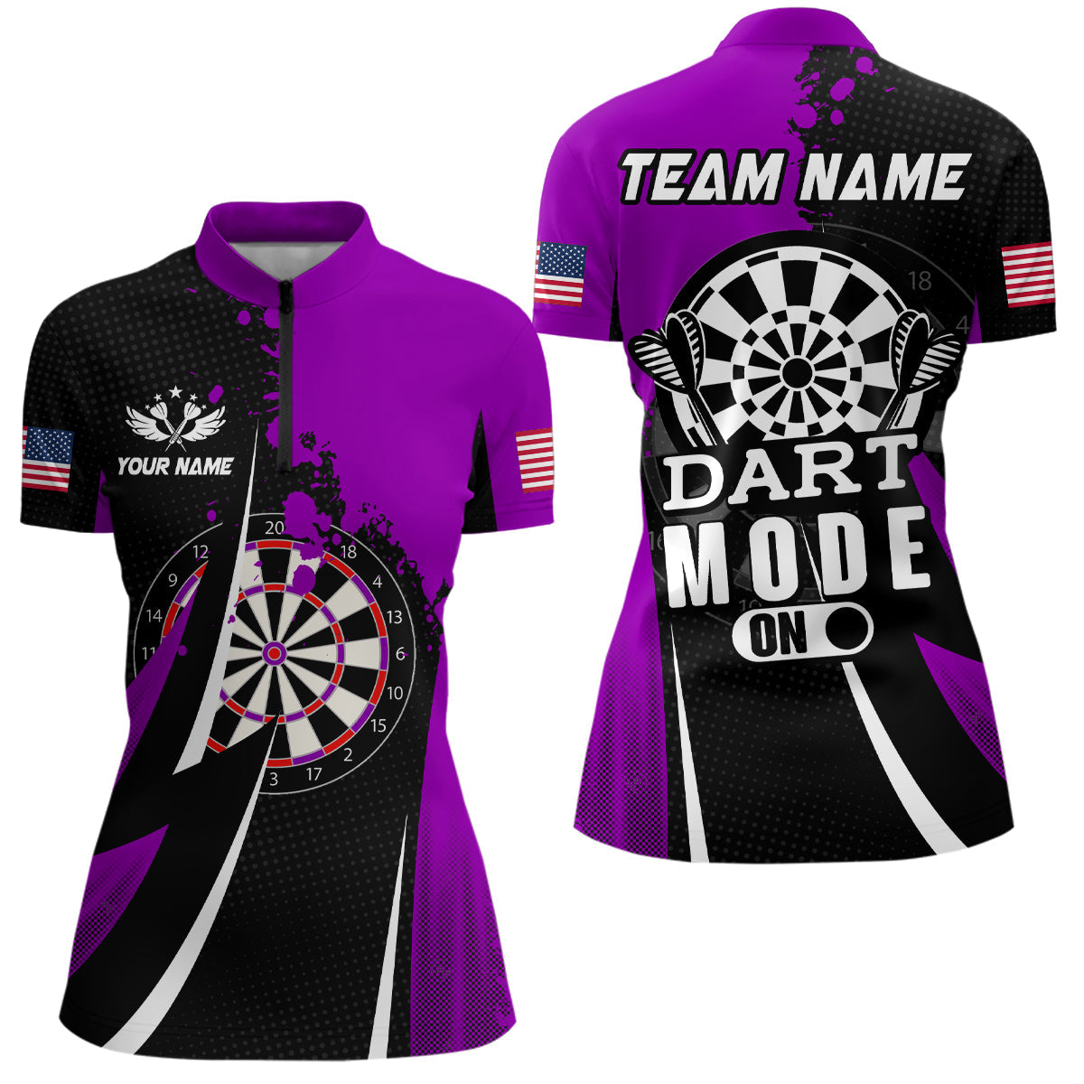 Personalized Purple Dart Mode On Men Quarter-Zip Custom Darts Team