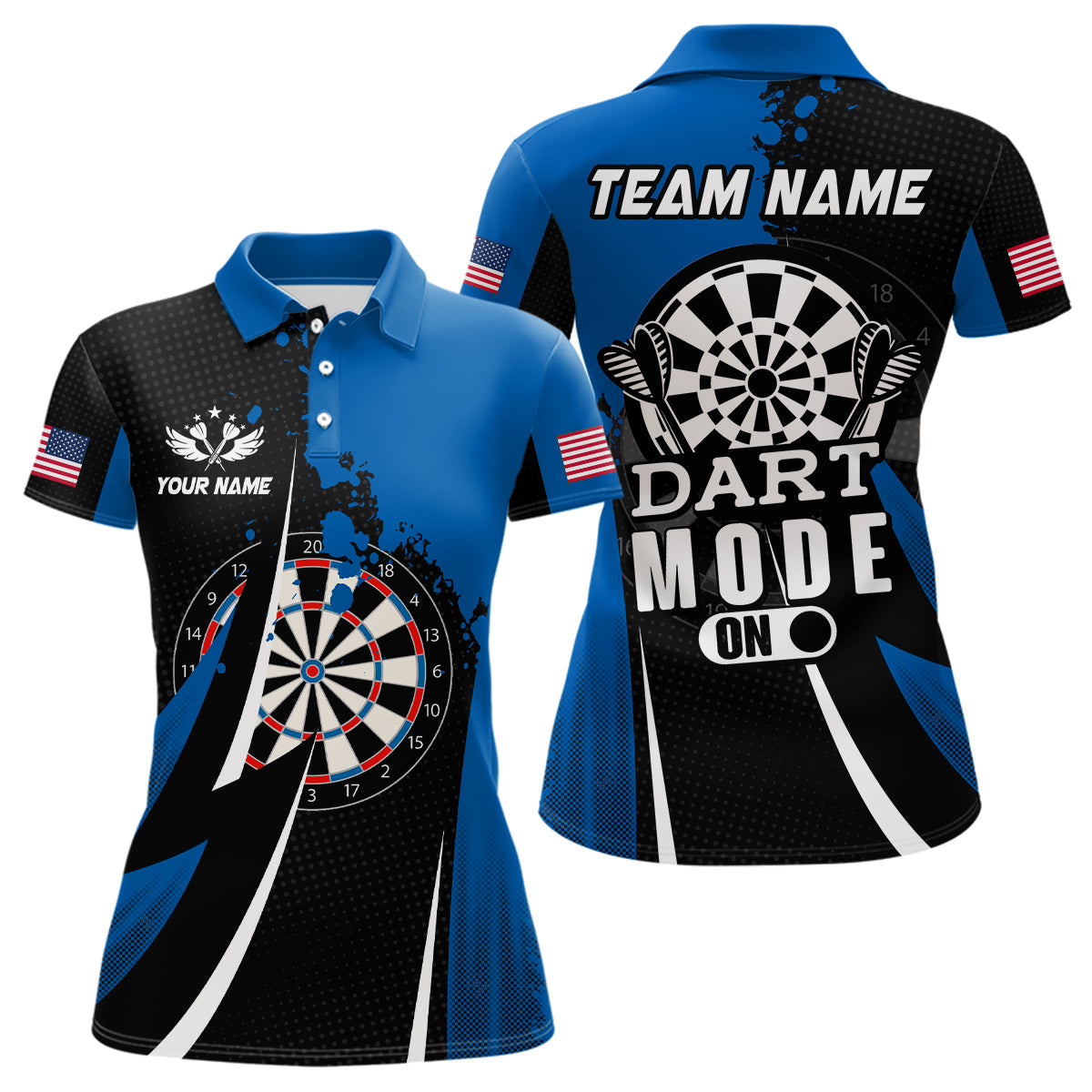 Personalized Blue Dart Mode On Men Quarter-Zip Custom Darts Team