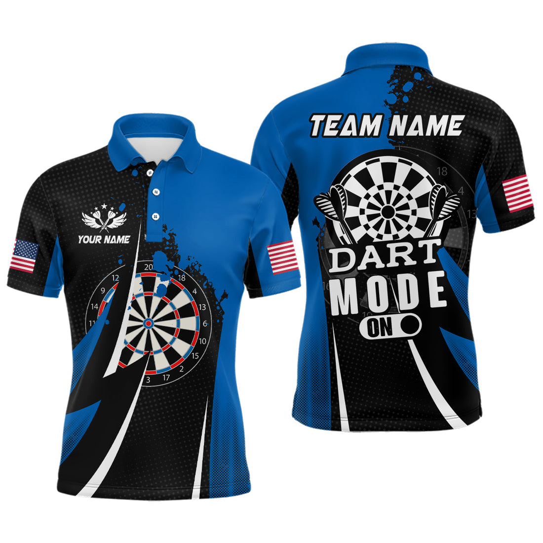 Personalized Blue Dart Mode On Men Quarter-Zip Custom Darts Team