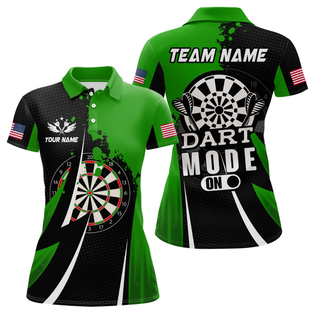 Personalized Green Dart Mode On Men Quarter-Zip Custom Darts Team