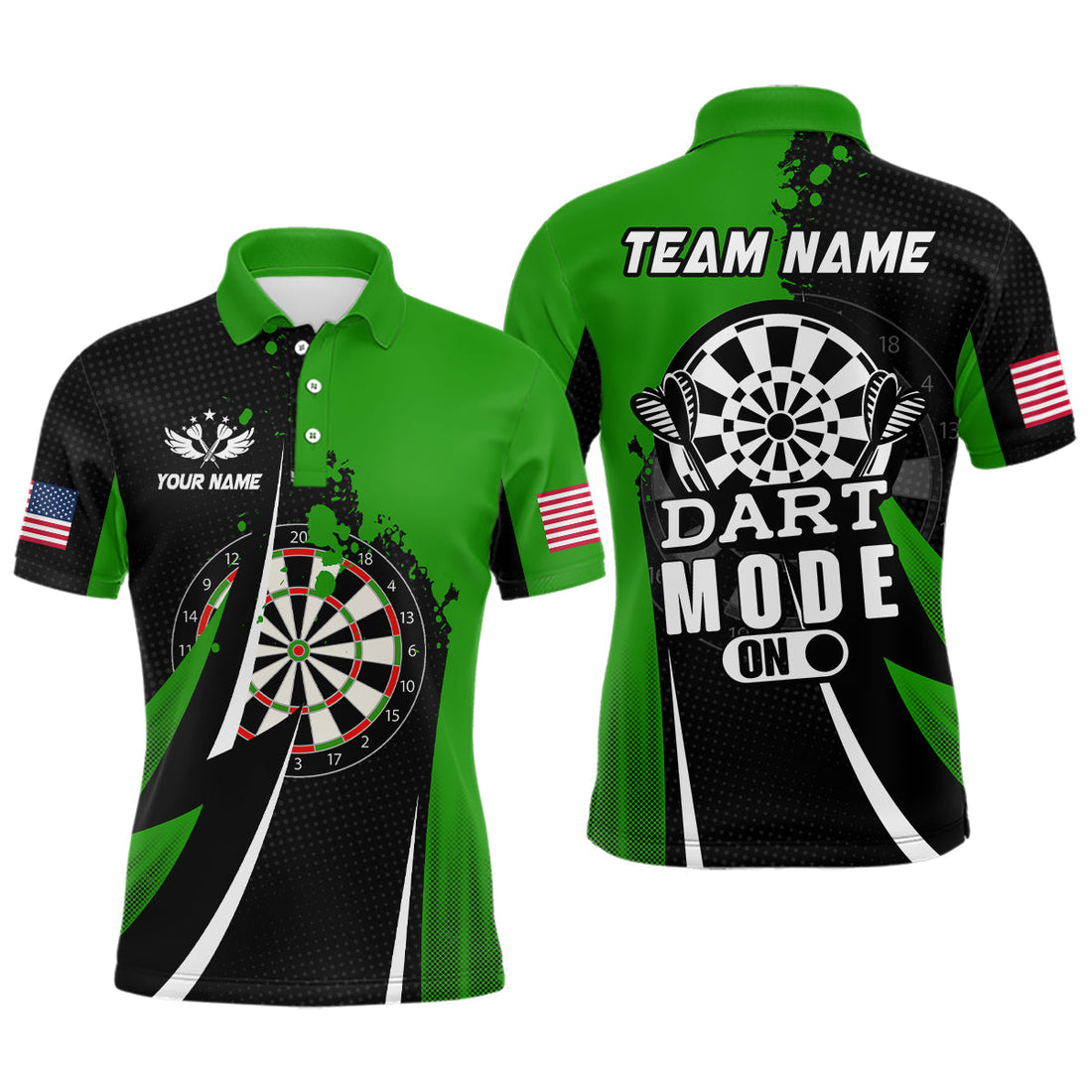 Personalized Green Dart Mode On Men Quarter-Zip Custom Darts Team