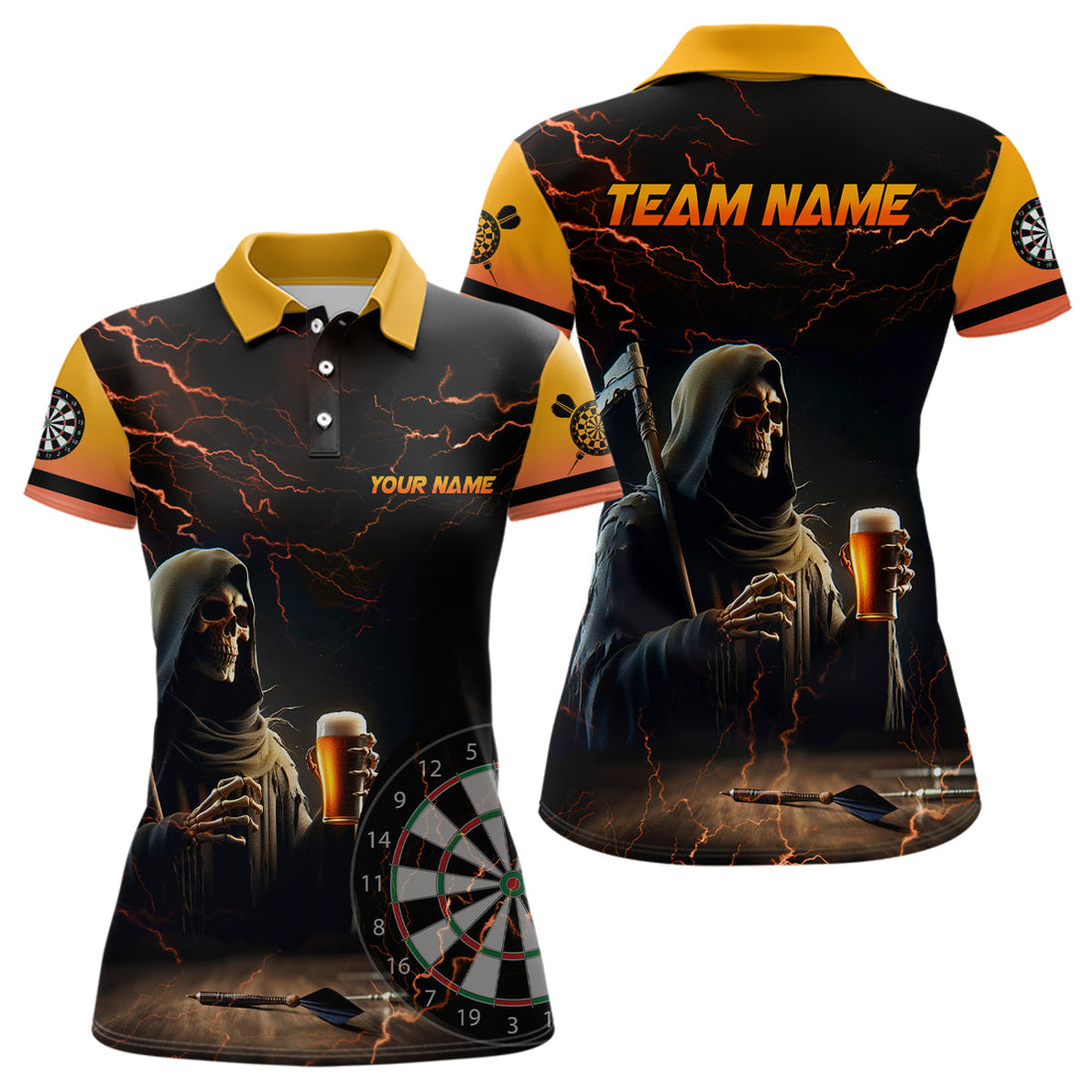 Funny Death Skull Beer Darts and Quarter-Zip Custom Beer And Player Darts