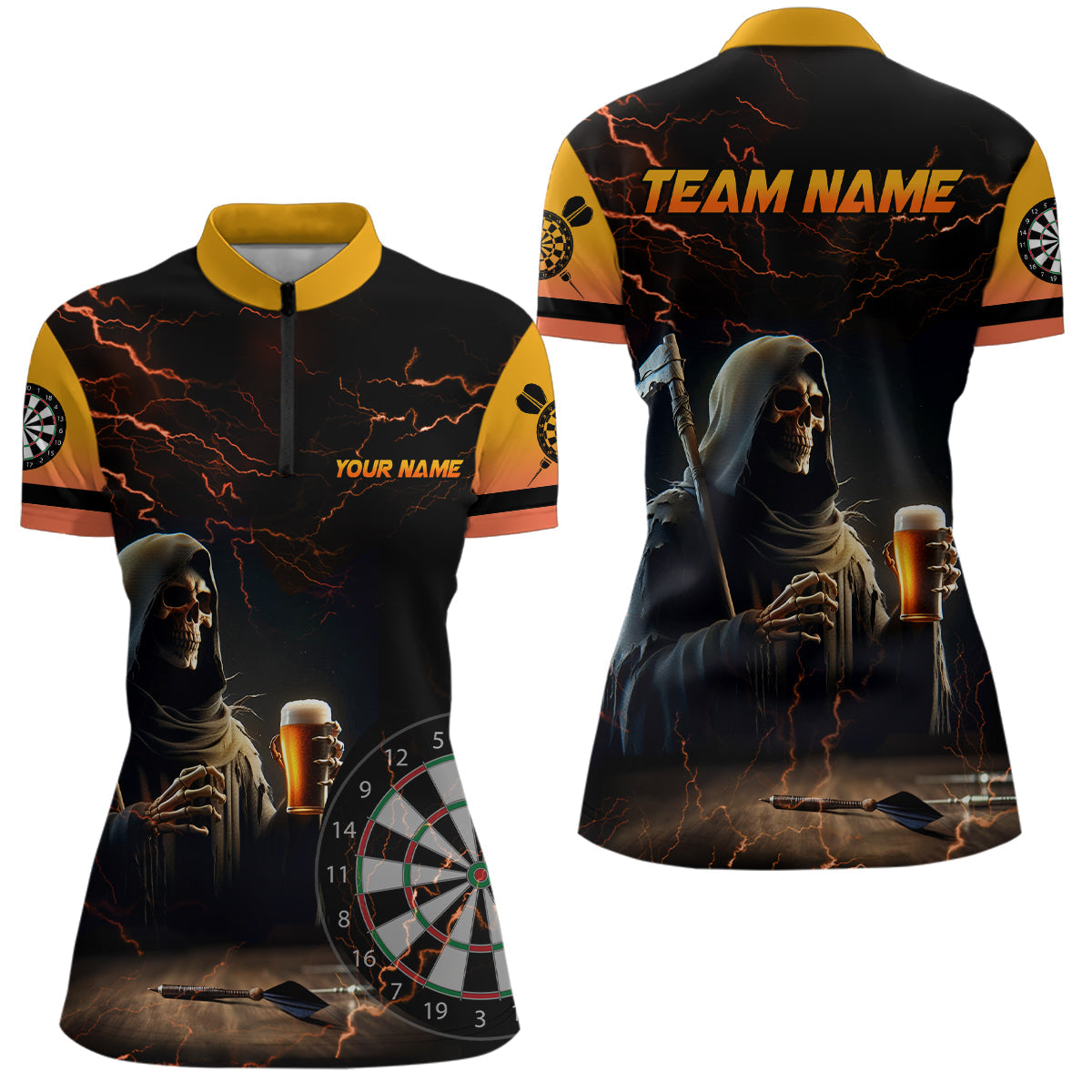 Funny Death Skull Beer Darts and Quarter-Zip Custom Beer And Player Darts