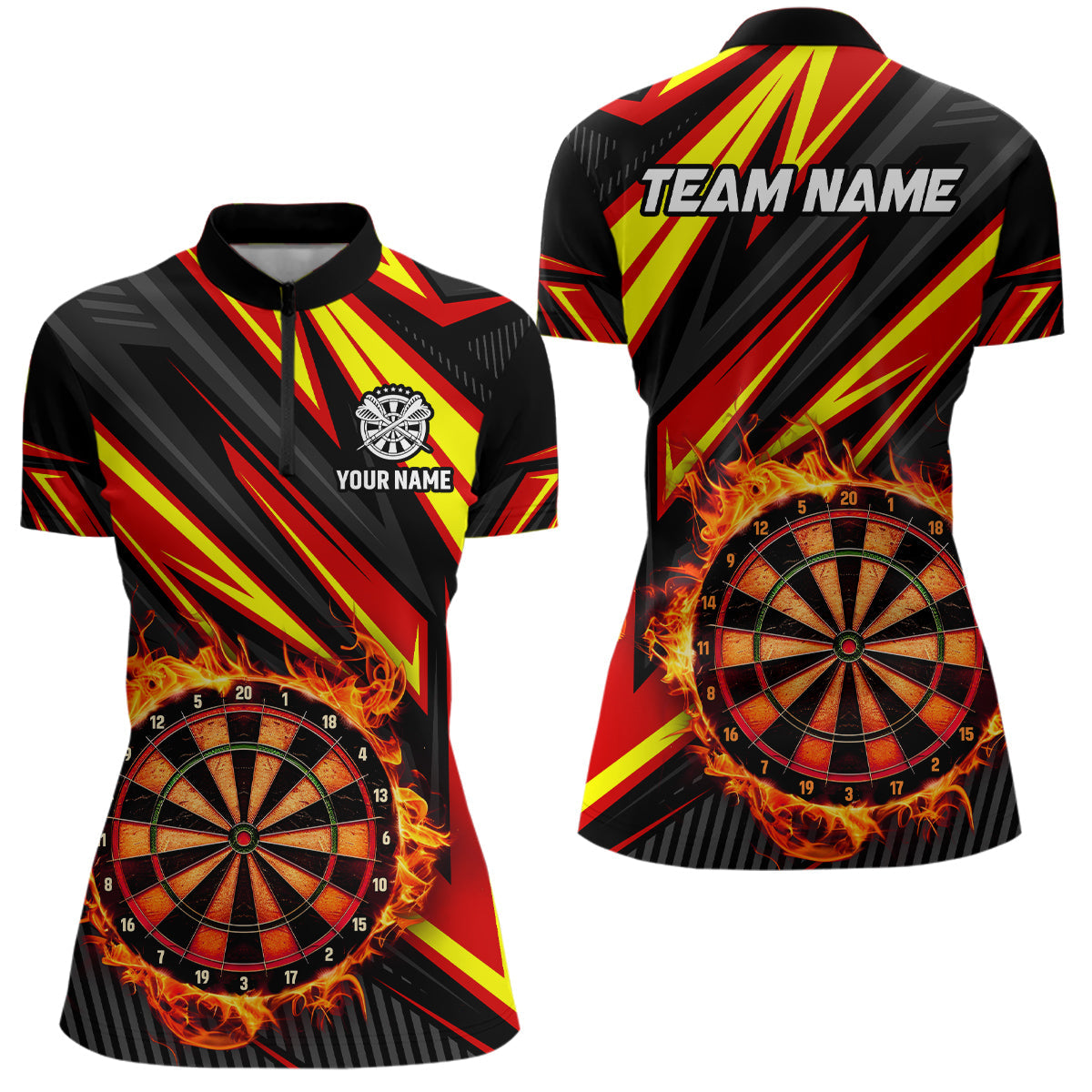 Darts Board Fire Flame Custom and Quarter-Zip, Best Darts Team |Red