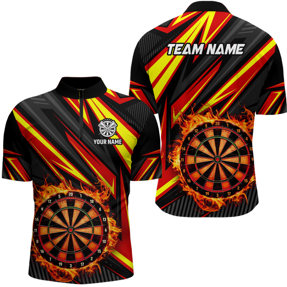 Darts Board Fire Flame Custom and Quarter-Zip, Best Darts Team |Red