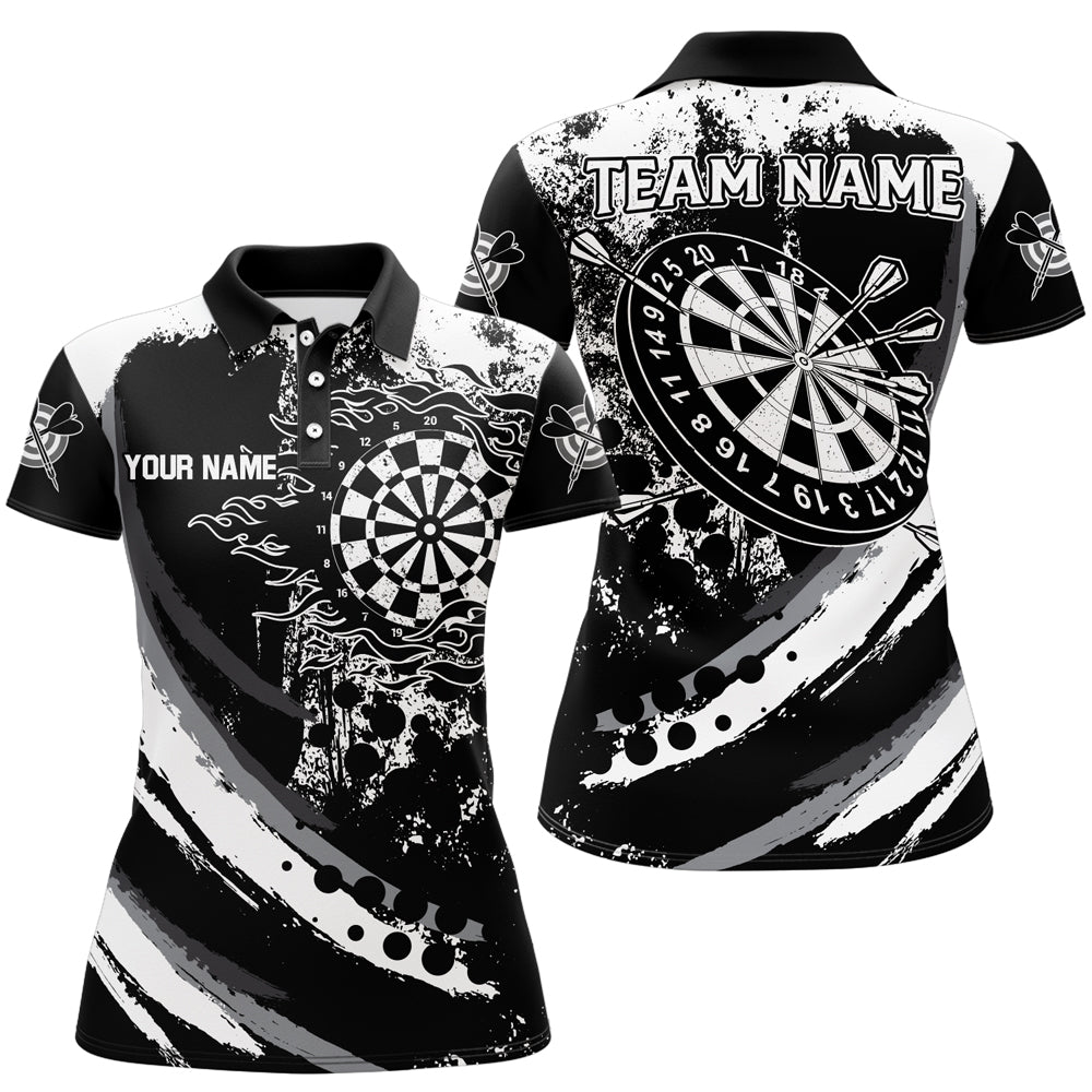 Custom Grunge Black Darts Flame Men and Quarter-Zip, Retro Darts Team
