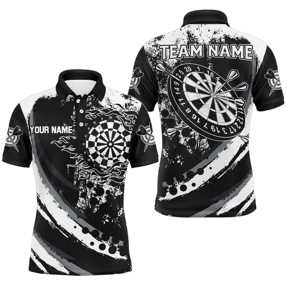 Custom Grunge Black Darts Flame Men and Quarter-Zip, Retro Darts Team
