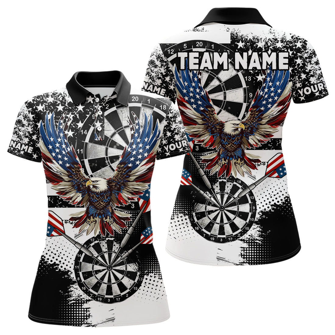 Custom Dart, Grunge Eagle American Flag Black White, Darts