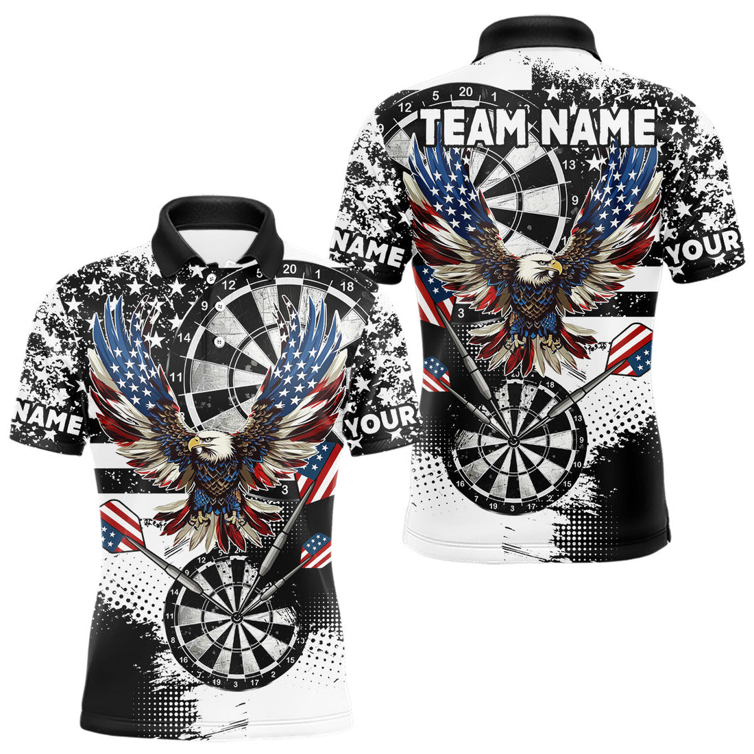 Custom Dart, Grunge Eagle American Flag Black White, Darts