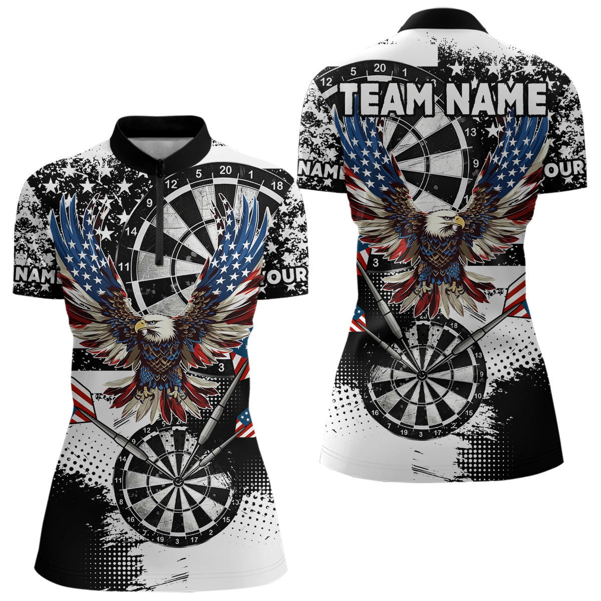 Custom Dart, Grunge Eagle American Flag Black White, Darts