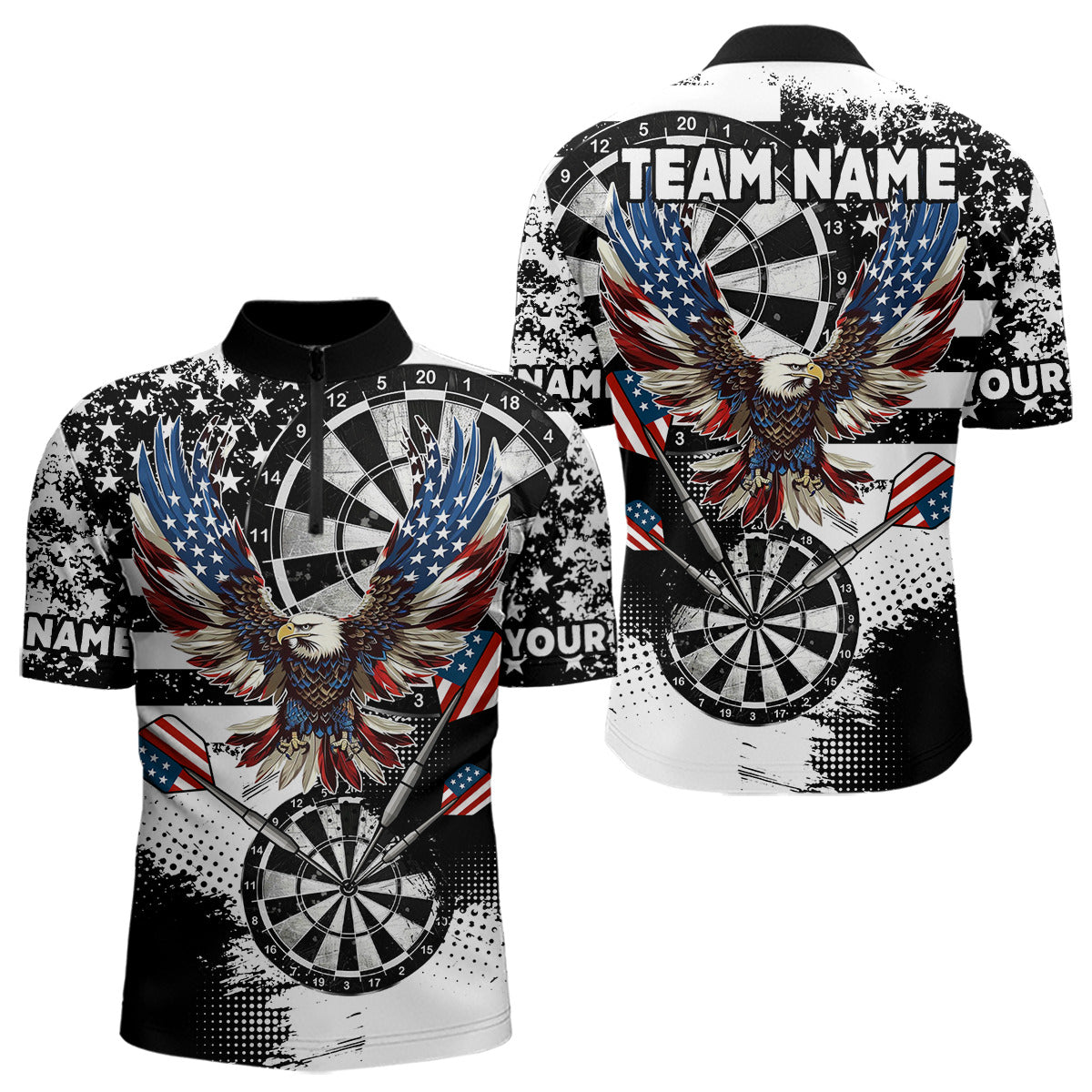 Custom Dart, Grunge Eagle American Flag Black White, Darts