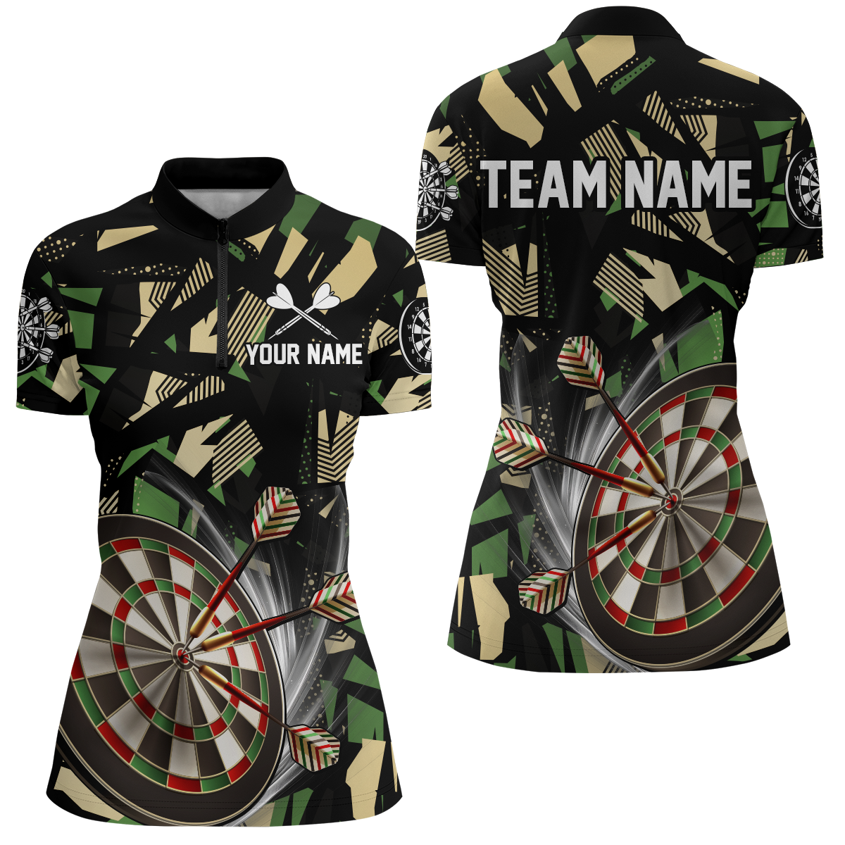 Customized 3D Darts Board Jungle Camo Men Darts and Quarter-Zip, Camo Darts