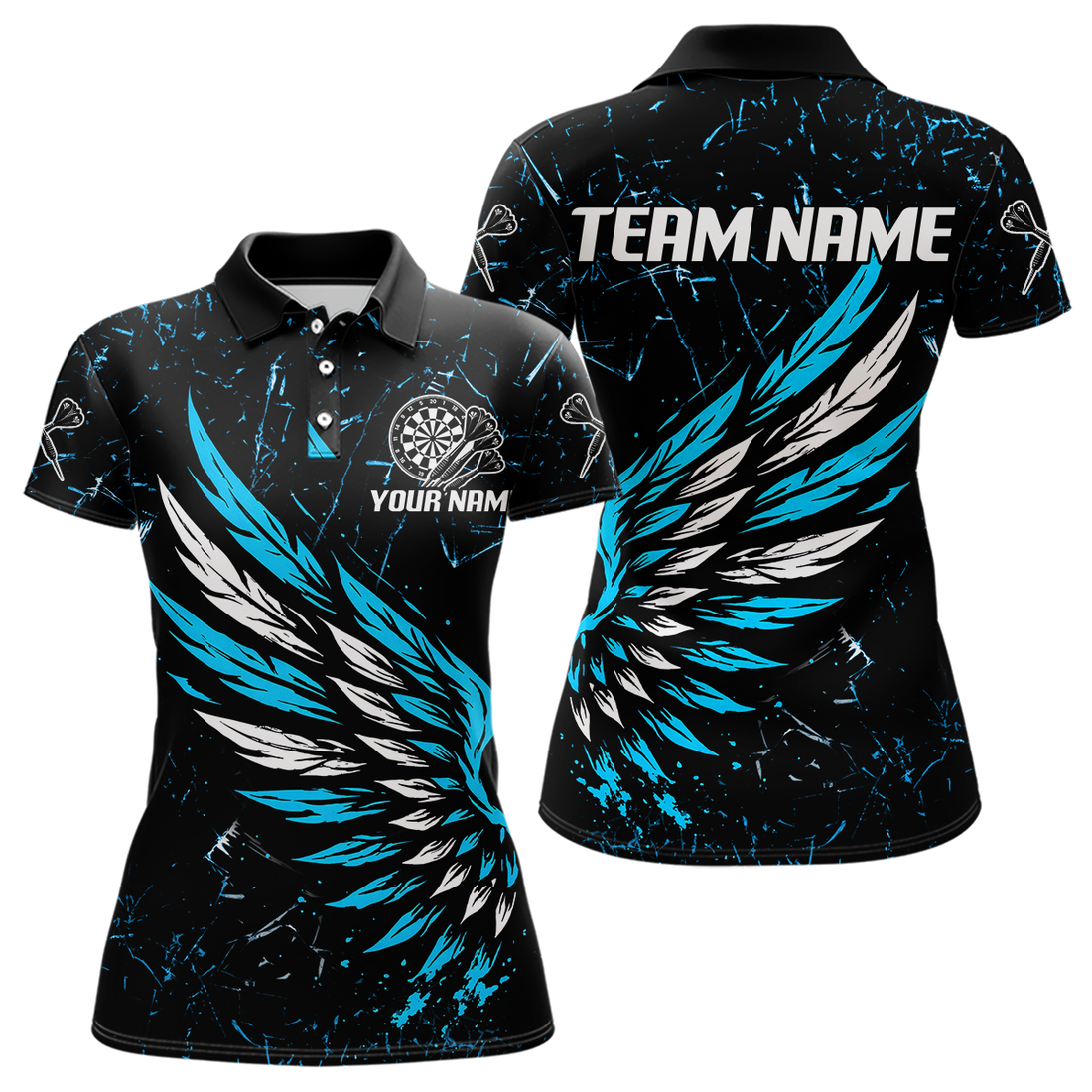 Custom White-Blue Wings Grunge Style Dart, Dart Team NYN0110