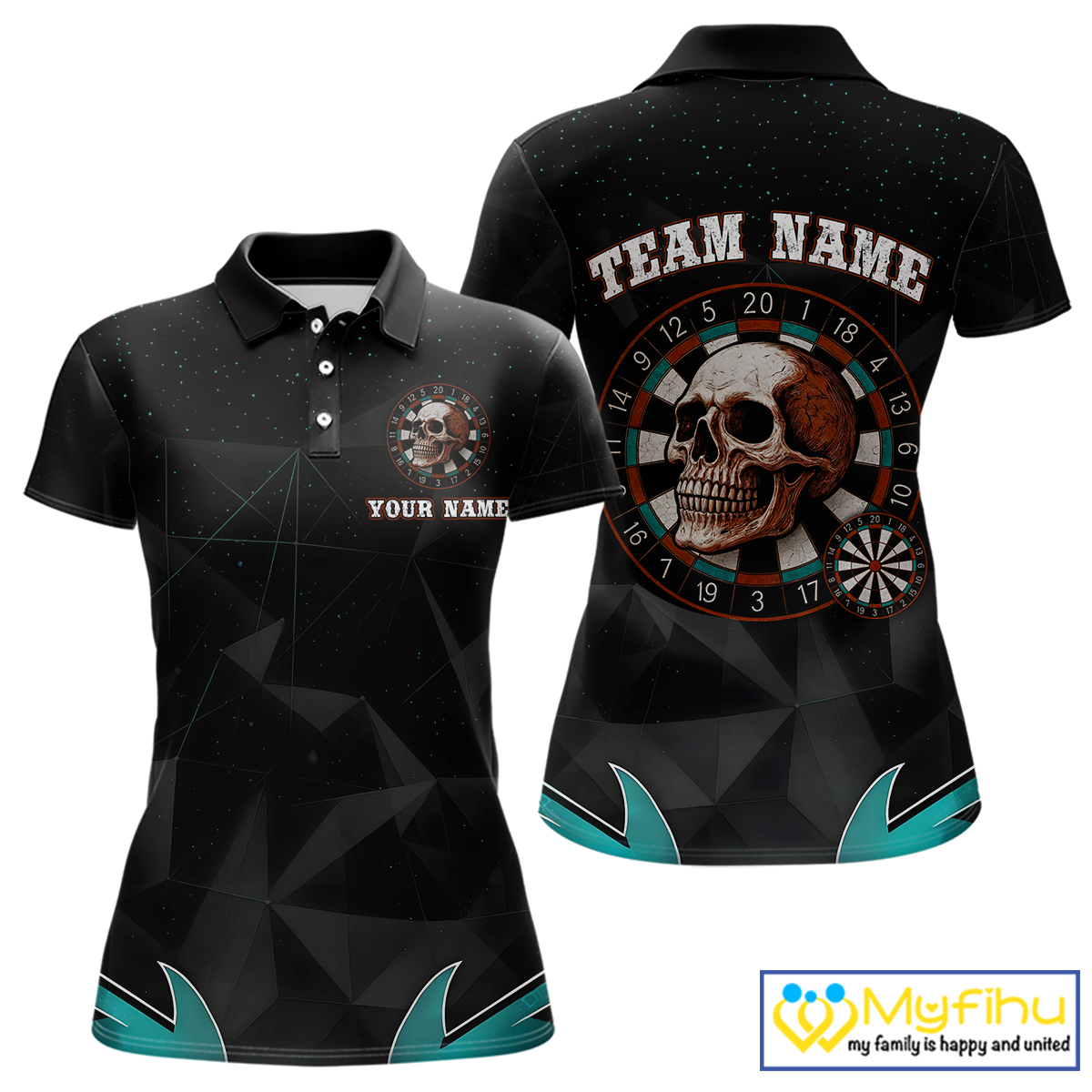 Turquoise Galaxy and Colorful Dartboard Men's Darts - Custom Name For Players NYN0474