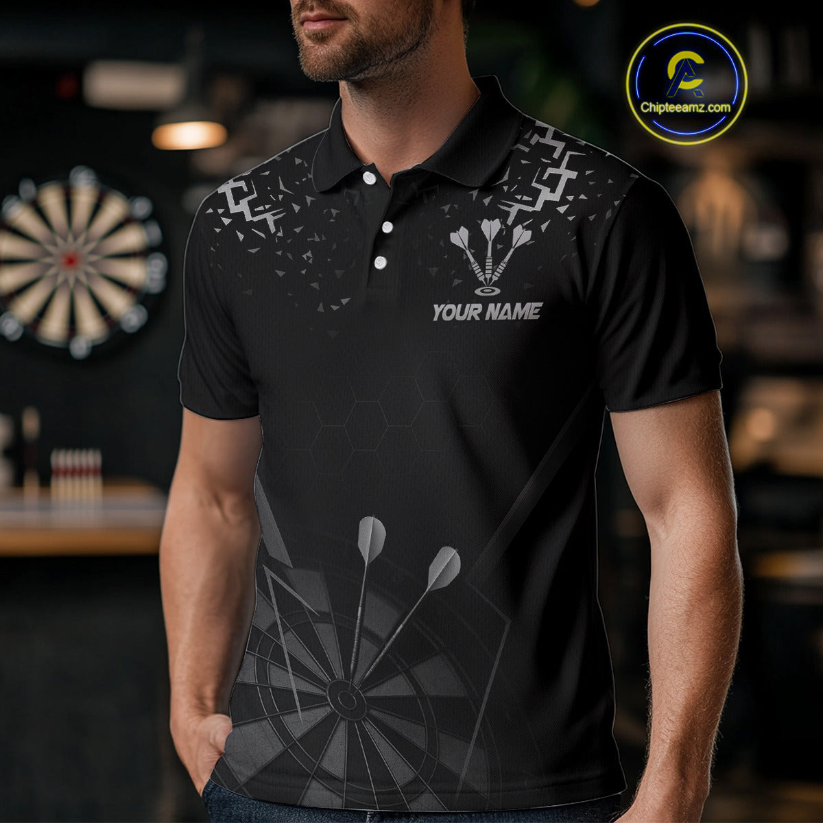 Personalized Dart With Black Dartboard And Silver Darts Arrows NYN0281