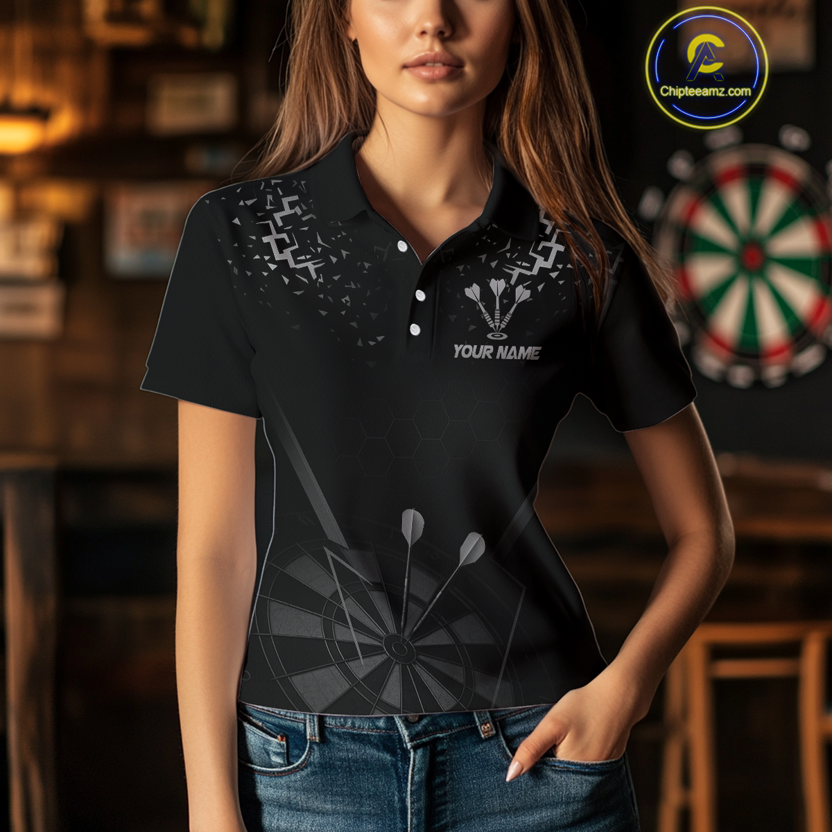 Personalized Dart With Black Dartboard And Silver Darts Arrows NYN0281