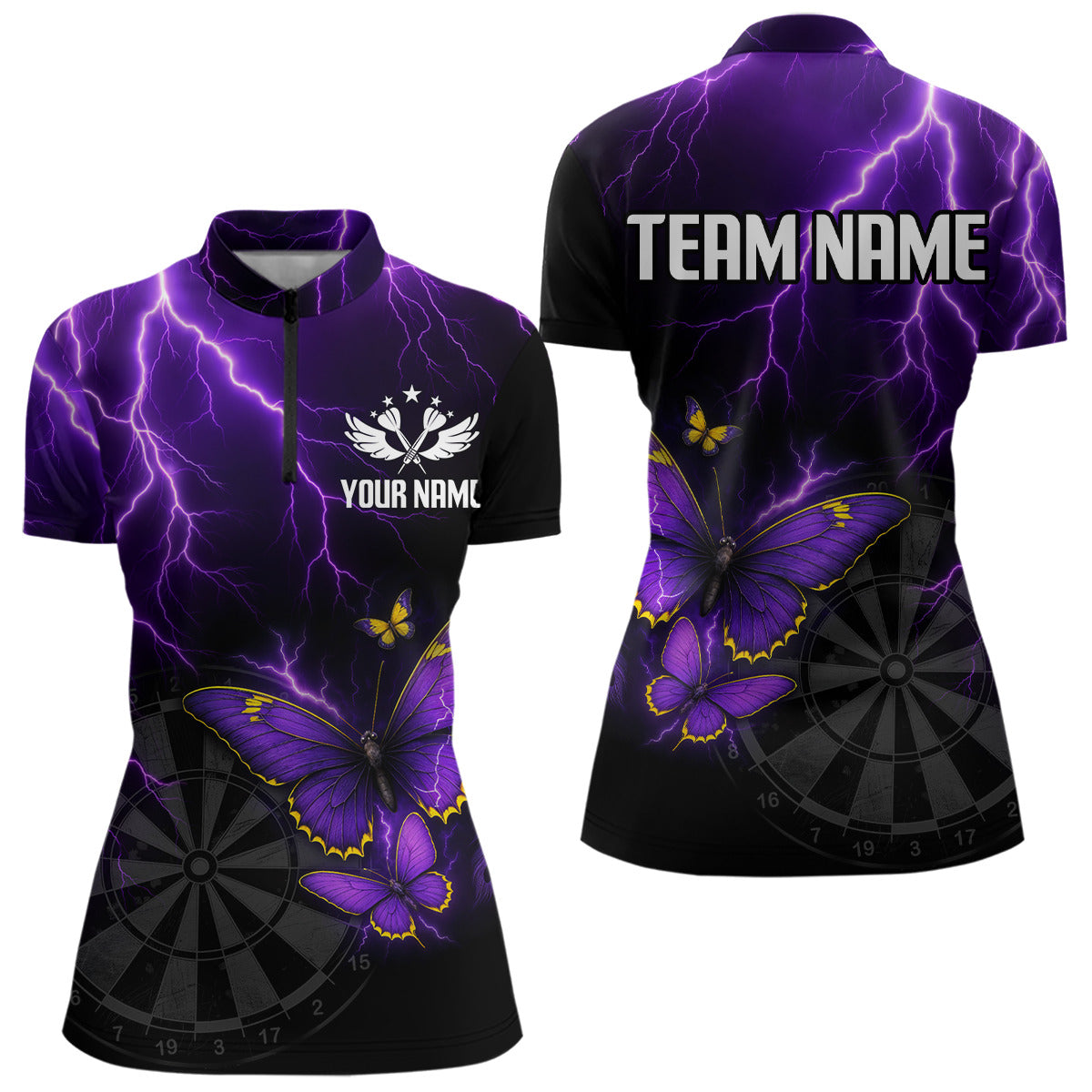 Custom Darts With Violet Lightning and Glowing Butterfly, Darts NYN0286