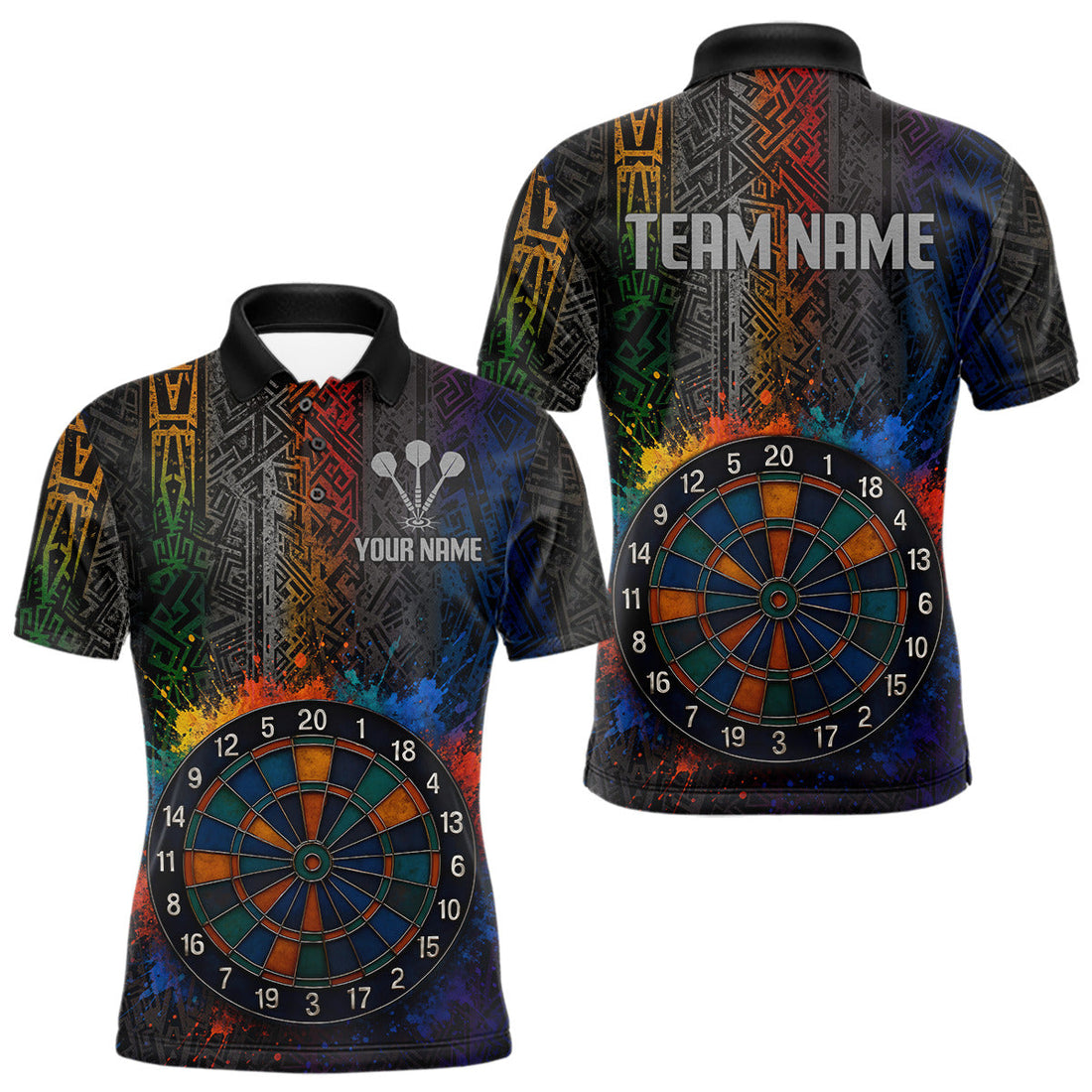 Custom Men's Darts With Splashed Art Dartboard And Multi Color Pattern NYN0292