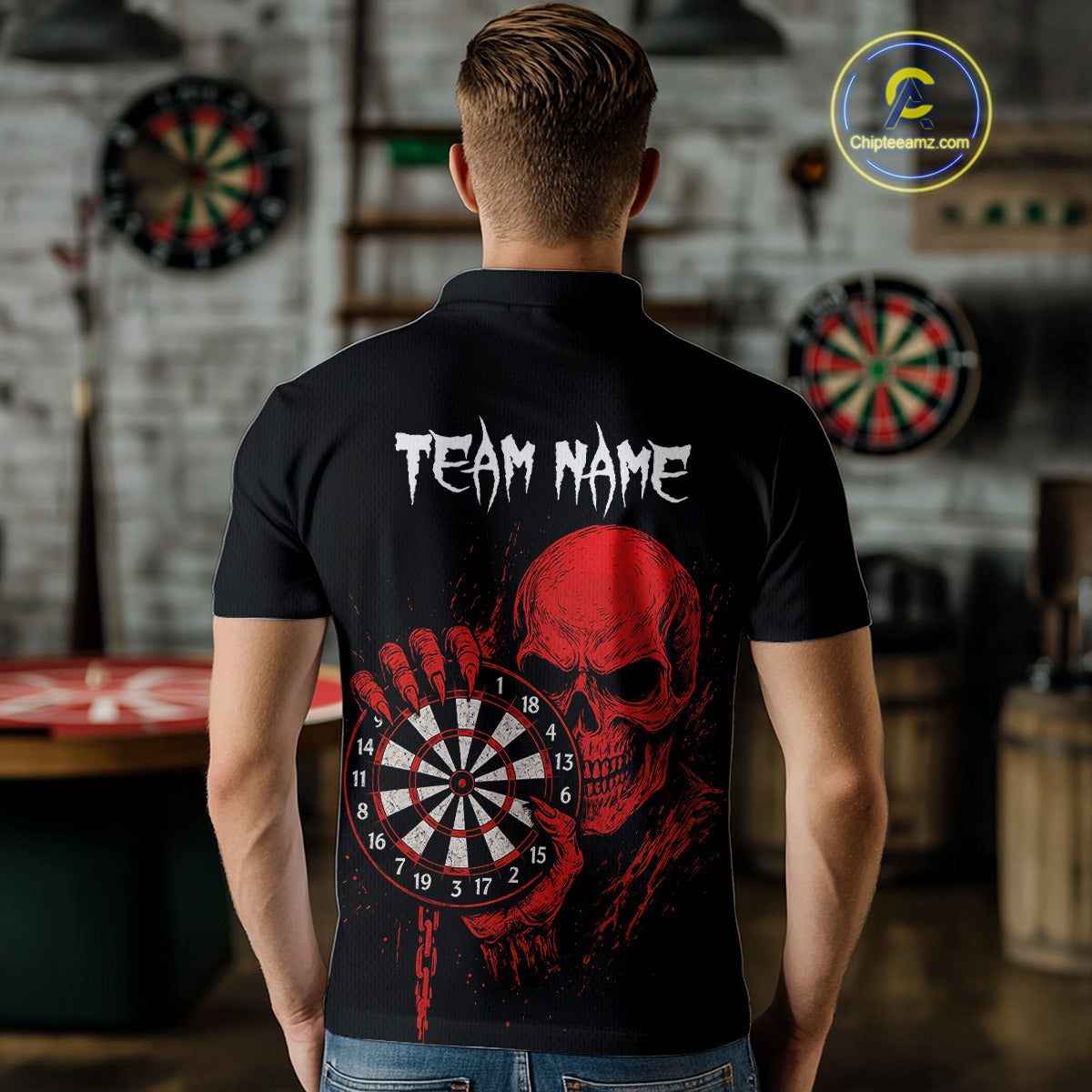 Custom Men's Darts With Blood Skull Holding Dartboard, Darts NYN0294