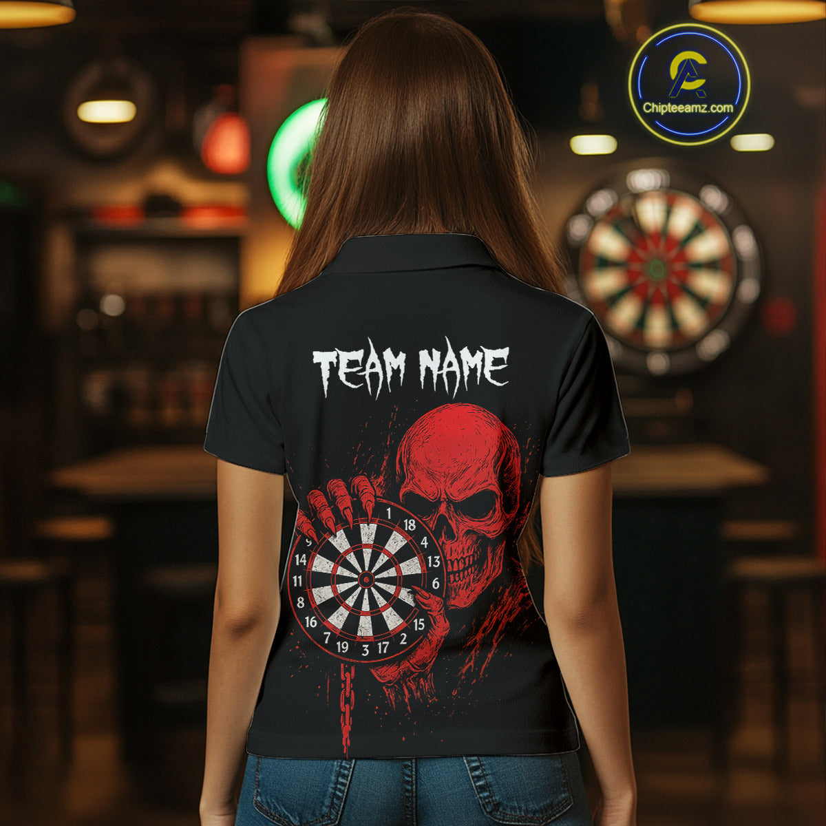 Custom Men's Darts With Blood Skull Holding Dartboard, Darts NYN0294