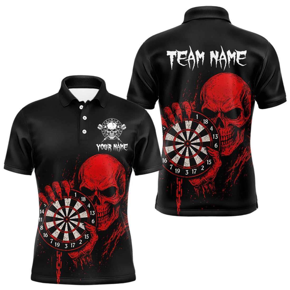 Custom Men's Darts With Blood Skull Holding Dartboard, Darts NYN0294