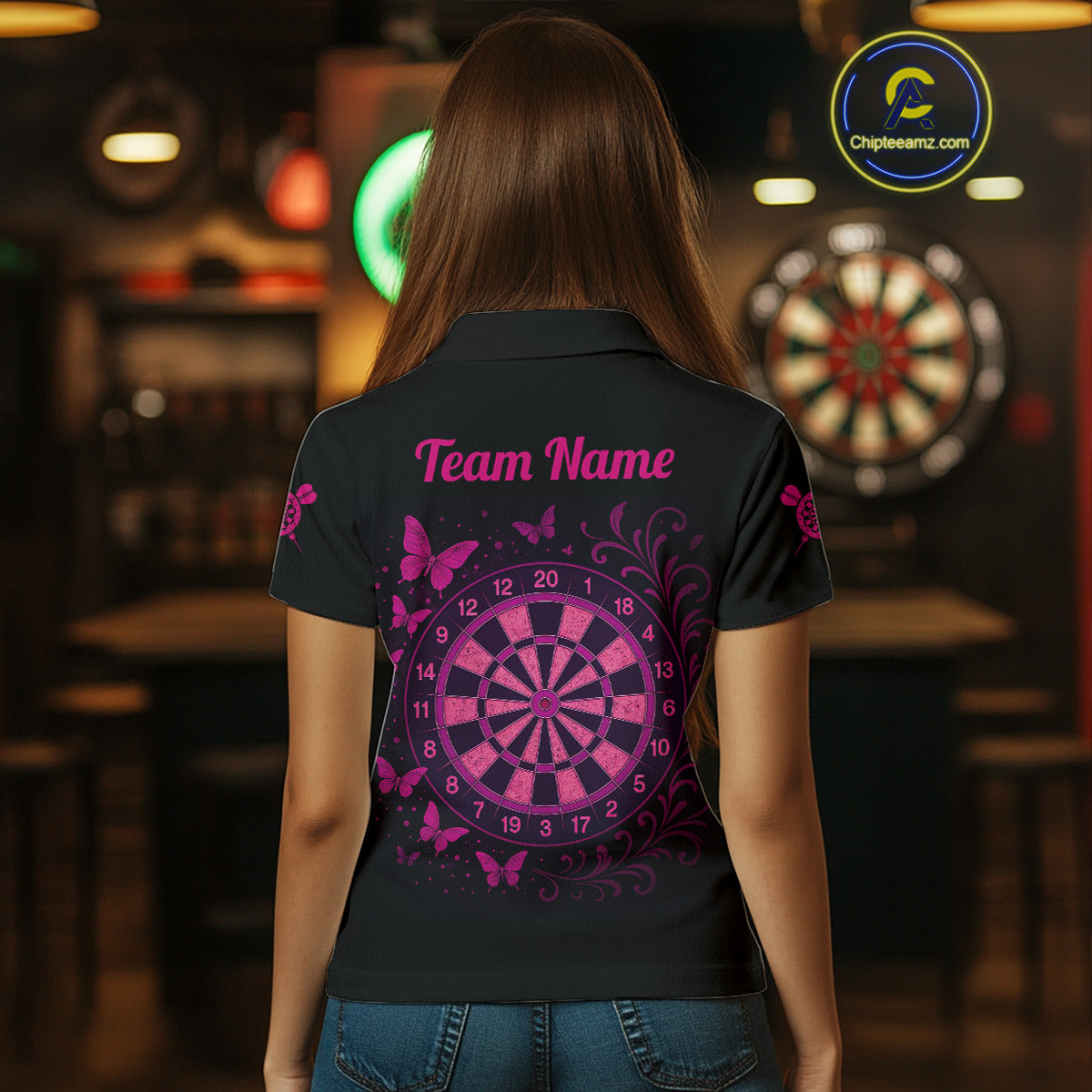 Womens Darts Team - Blossom Skull and Floral Dartboard | Custom Name Option NYN0315
