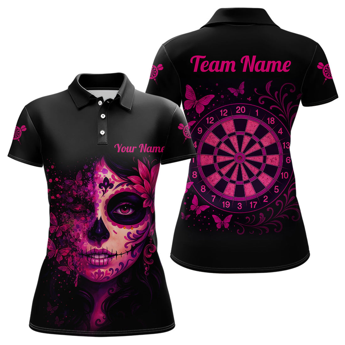 Womens Darts Team - Blossom Skull and Floral Dartboard | Custom Name Option NYN0315