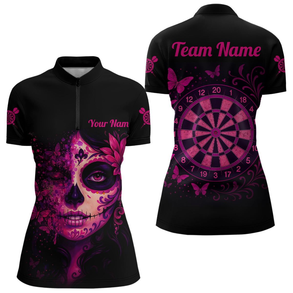 Womens Darts Team - Blossom Skull and Floral Dartboard | Custom Name Option NYN0315