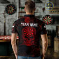 Men's Custom Darts Team - Skull and Dartboard Graphic With Grunge Red Pattern NYN0320