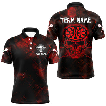 Men's Custom Darts Team - Skull and Dartboard Graphic With Grunge Red Pattern NYN0320