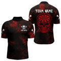 Men's Custom Darts Team - Skull and Dartboard Graphic With Grunge Red Pattern NYN0320