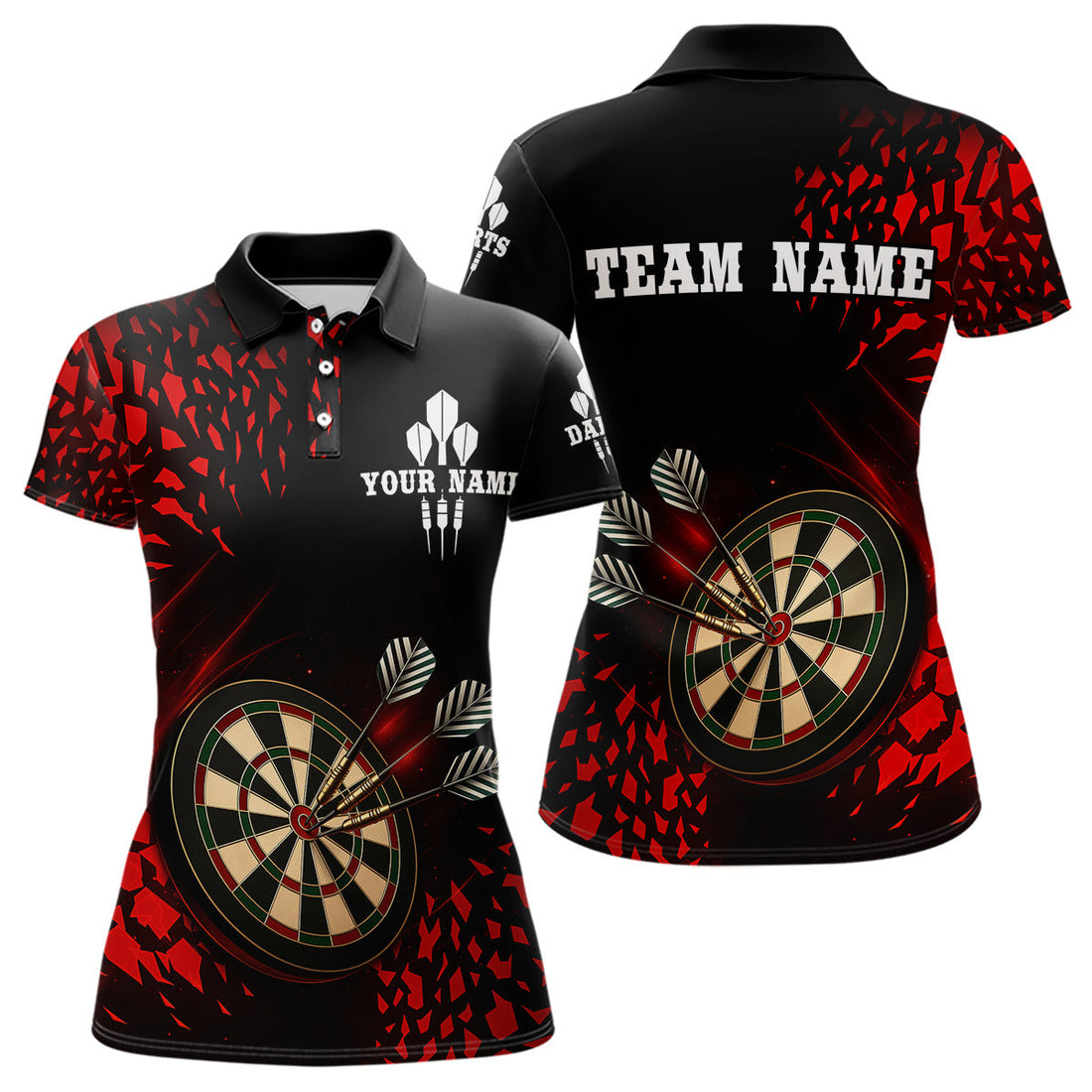 Custom Dart - 3D Dartboard With Red Geometric Shards, Dart Team NYN0248